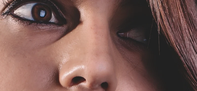 Eye Bags lightens dark circles; lashes and texture kept — after