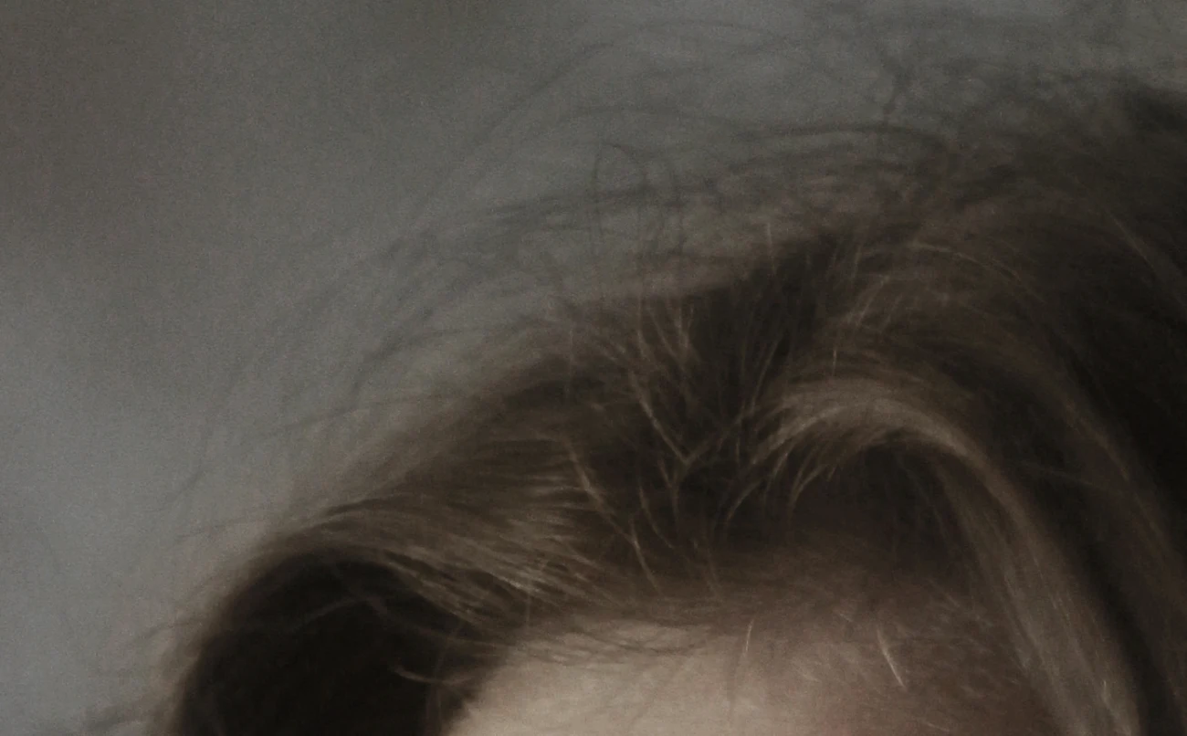 Hair removes flyaway strands (sensitivity 0.9); the hair itself is untouched — after